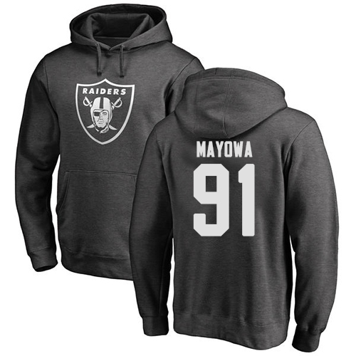 Men Oakland Raiders Ash Benson Mayowa One Color NFL Football #91 Pullover Hoodie Sweatshirts